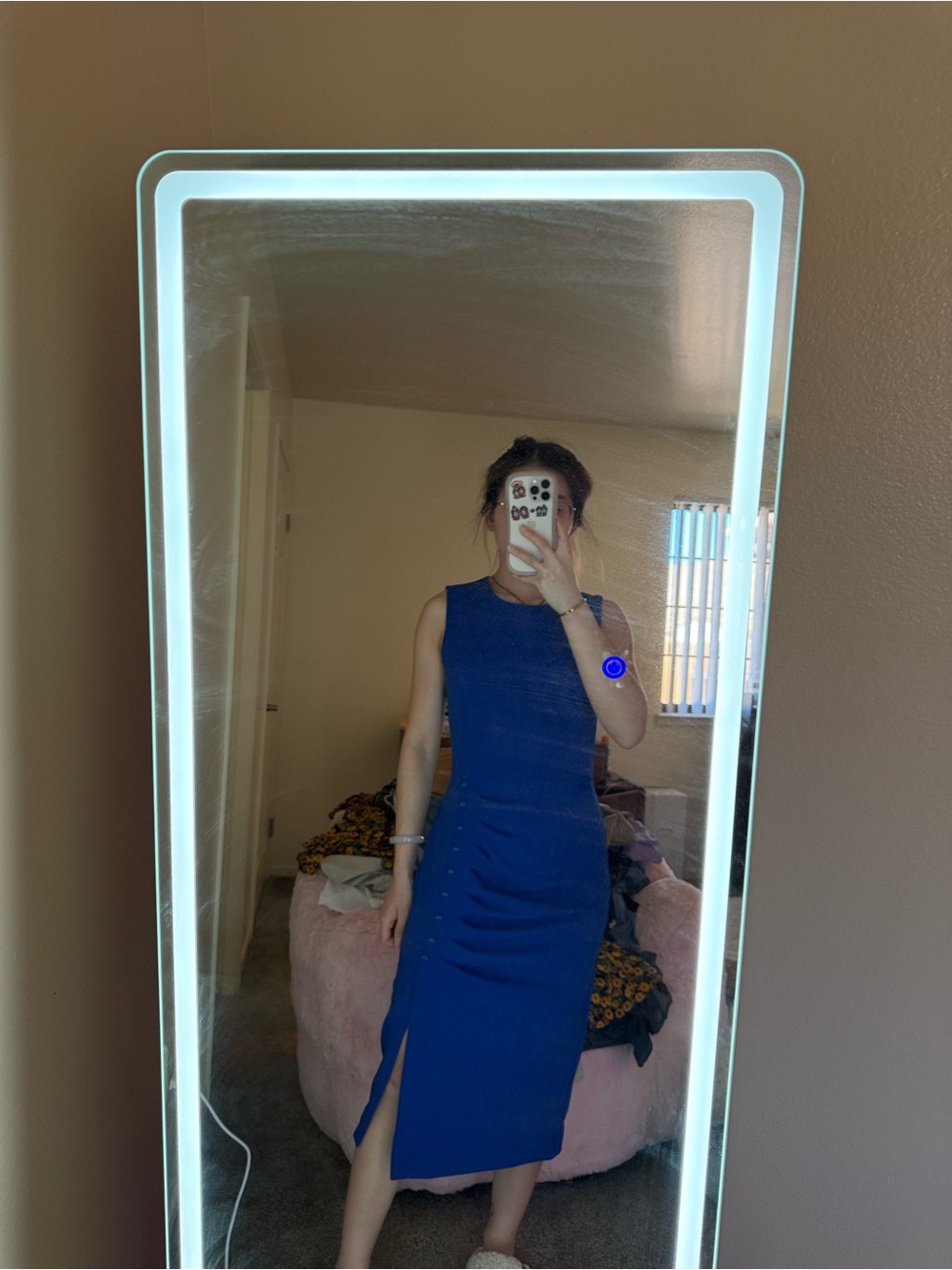 Blue Sleeveless Midi Dress